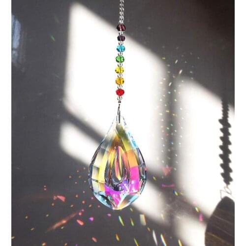 50/76mm Colorful Gourd Prism Drops Crystal Pendant DIY Crystal Pendant Chain Hanging Window Ornament Home Garden Decor