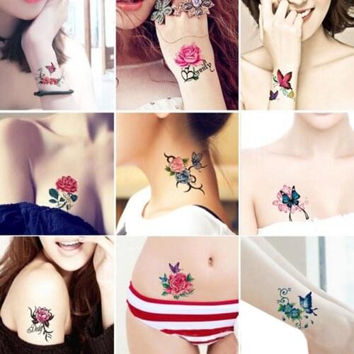 66 Sheet Flower Butterfly Body Back Arm Art Temporary Tattoos Gifts For Girl Women Fashion Tattoo Stickers Free Shipping