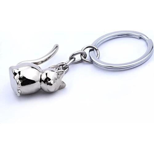 3D plutus cat keychain for women lucky cat key chain key holder cute Maneki Neko keychain high quality portachiavi bag charm
