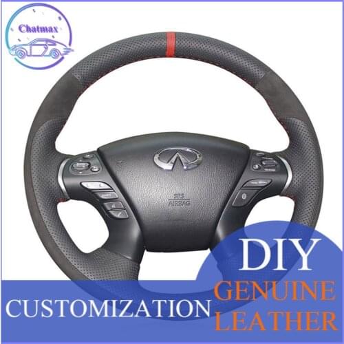 DIY For Infiniti JX35 Q70 QX60 Nissan Pathfinder 13-219 Hand Stitch Car Steering Wheel Cover Black Suede Leather Holder
