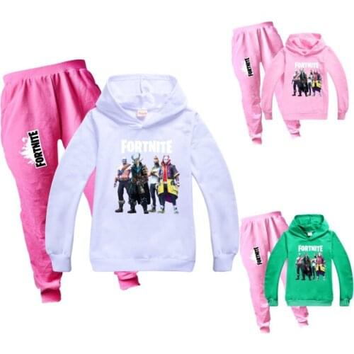 Fortnites Kids Sports Suit Childrens Hooded Long-sleeved Jacket + Trousers Two-piece Casual Student Clothing Suit