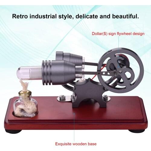 Aibecy Retro Style Hot Air Stirling Engine Motor Model Dollar Flywheel Design Educational Toy Electricity Generator