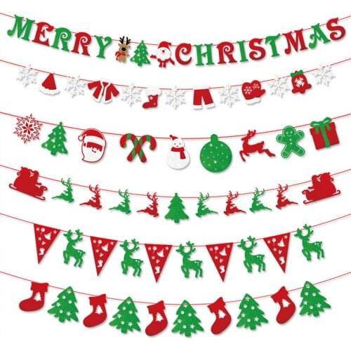 1set Christmas Paper Bunting Garland Banners Flags XMAS Party New Year Decoration XMAS Tree Door Ornament Supply