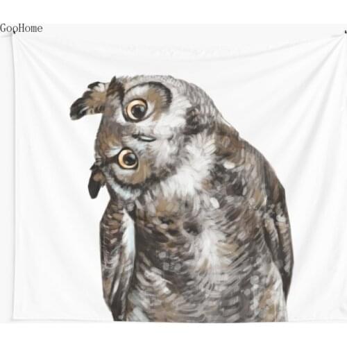 Cute Cartoon Owl Wall Tapestry Beach Towel Polyester Blanket Yoga Shawl Mat