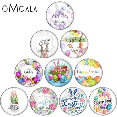 Art Flowers Happy Easter Quote Mixed 10pcs 8mm/10mm12mm/18mm/20mm/25mm Round photo glass cabochon demo flat back Making findings
