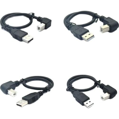 5FT 30cm 50cm 1m 1.5m 90 Degree Left Up Down Right Angle USB 2.0 Printer Cable Type A Male To Type B Male Foil Braided Inside