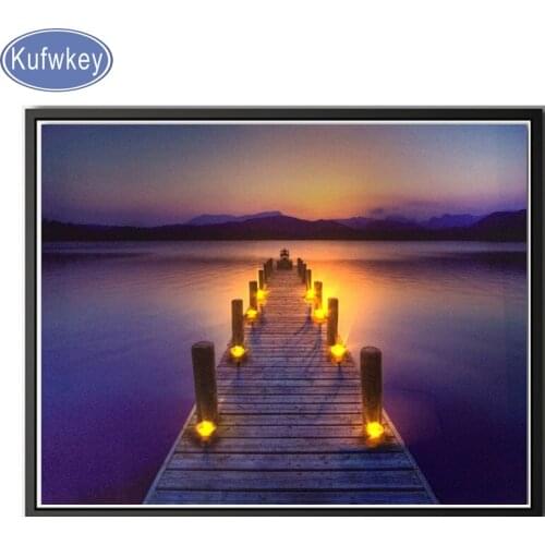 Lake and Beach Scene Diamond Painting Cross Stitch handmade Diamond Embroidery full Square Drill Diamond Mosaic Home Decor,Gift