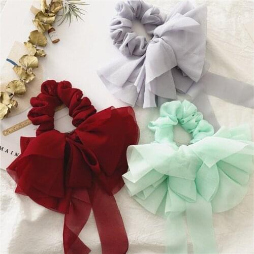 Super fairy Korean new summer color bowknot intestine ring ins female fresh and wild boutique hair ring jewelry