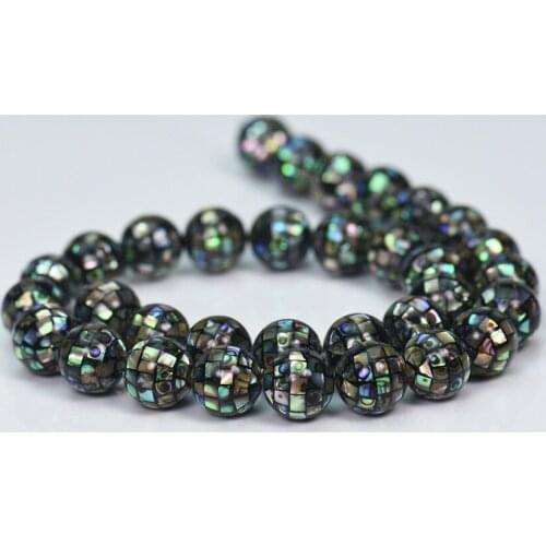 1 Strand 8-16mm Natural Abalone Paua Shell PandaHall Ball Mosaic Loose Round Beads Jewelry Making