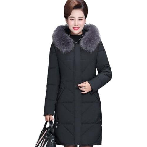 JUJUGE Winter Jacket Women Fashion Warm Fur Collar Hooded Down Cotton Padded Jacket Female Coat Loose Women Plus Size Parka
