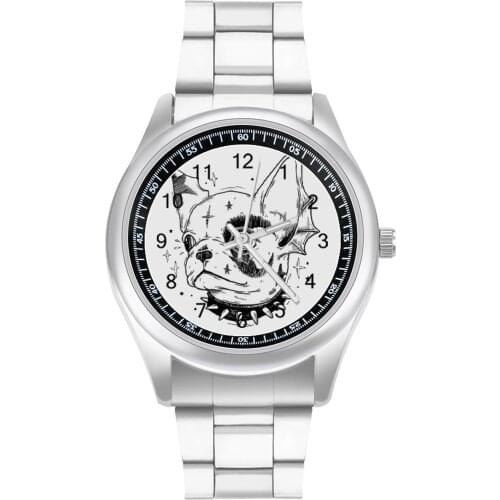 French Bulldog Quartz Watch Steel Design Wrist Watch Man Fitness Vintage Promotion Wristwatch