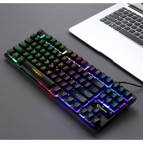 87 Keys Mechanical Gaming Keyboard RGB Rainbow Backlit for Windows PC Gamers