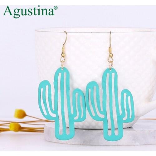 Agustina metal earrings fashion cactus drop earrings for women jewelry earrings long dangle bohemian geometry kpop wholesale