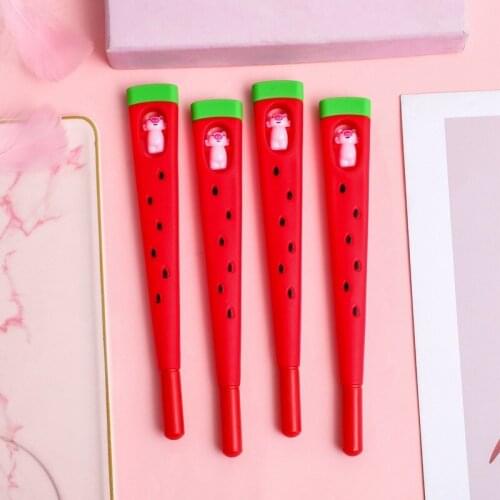 Cartoon Cute Watermelon Pig Pen Creative Watermelon Flip Decompression Pig Pen Student Stationery Creative Fruit Stationery