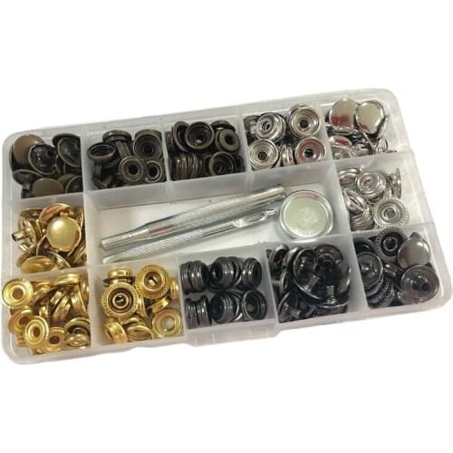 60/100 Sets Leather Snap Buttons Fasterners Kit with 4 Setting Repair Tools Metal Press Studs for Clothes Jacket Jeans Bracelets
