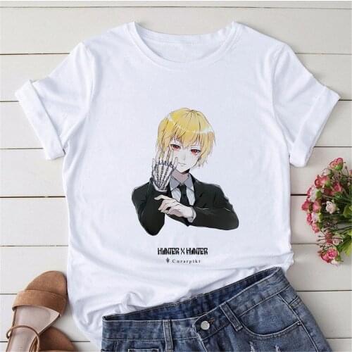 New Japanese Anime Manga Kawaii Hunter X Hunter Women T Shirt Kurapika Short Sleeve Female Clothes Dropship Tee Tops