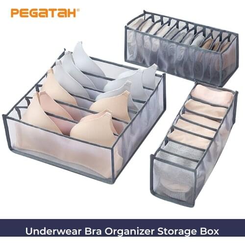 Underwear Bra Organizador Socks Scarves Storage Box Nylon mesh Foldable Portable Drawer Organizers Closet organizer Multicolor