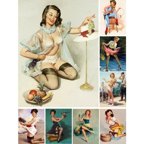 Sexy Ladies Poster 5D Diy Full Square and Round Diamond Painting Sexy Lady Embroidery Cross Stitch Kit Wall Art Club Home Decor