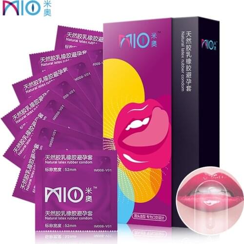 MIO Oral Sex Condom Natural Latex Smooth Penis Sleeve Lubricant 52MM 60pcs Round Shape Design Intimate Product Sex Toys For Men