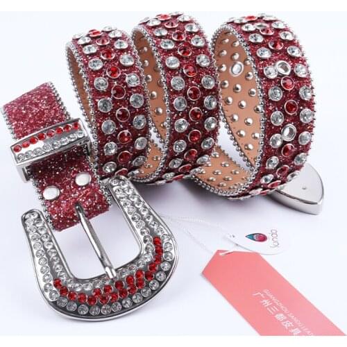 Hot Sales Glitter Rhinestone Belt Silver Alloy Buckle Waist Adjustable Leather Strap Women Men Diamond Studded Gothic Waist Belt