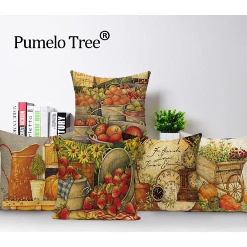 Romantic Cushion Cover Country Style Dinner Pillow Cover Game Cotton Linen Decoration For Home Zaka Fruit Throw Pillow Covers