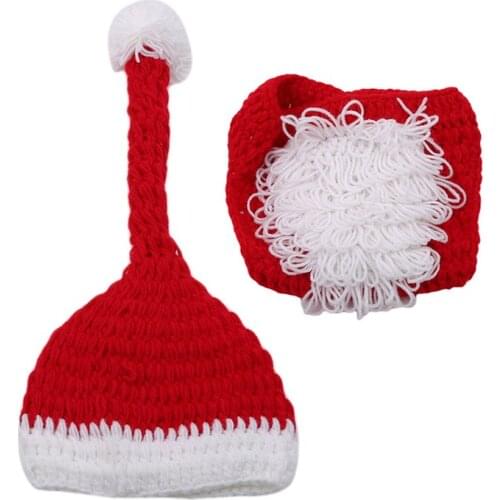 Christmas Baby Crochet Hats Cap+Pant Christmas Baby Clothing Set Knitting Cute Hat Suit Children Newborn Baby Photography Props