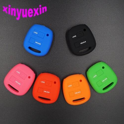 Xinyuexin Silicone Car Key Cover Case For Toyota Camry Prius 4Runner Corolla RAV4 2Button Remote Key Jacket Car-stying