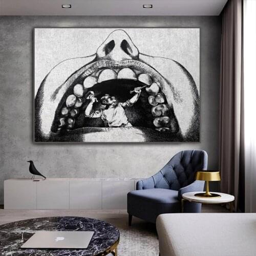 Dentist Humor Stone Art Canvas Painting Tooth Anatomical Office Poster and Print Medical Wall Picture for Living Room Home Decor