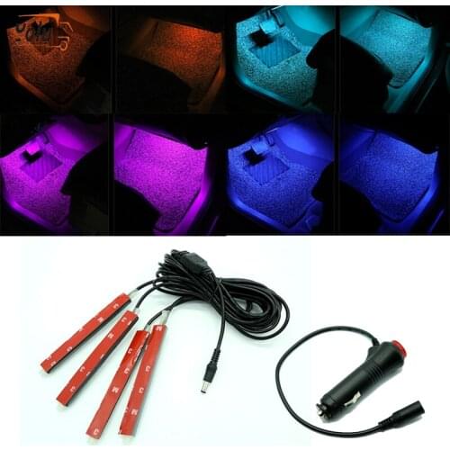 YOLU Car RGB Lights LED Strip Neon Lamp Decorative Atmosphere Lights Wireless Control Car Interior Light