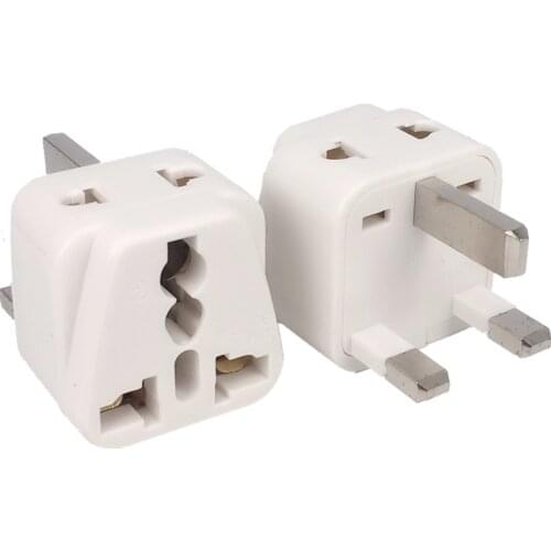 1PC Universal EU US AU to UK 3 Pin AC Power Socket Plug Travel Wall Charger Outlet Adapter Converter Connector UK plug White