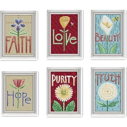 Everlasting Love Love Faith Purity Beauty Hope Truth Ecological Cotton Chinese Cross Stitch Kits Printed DIY Wedding Decoration