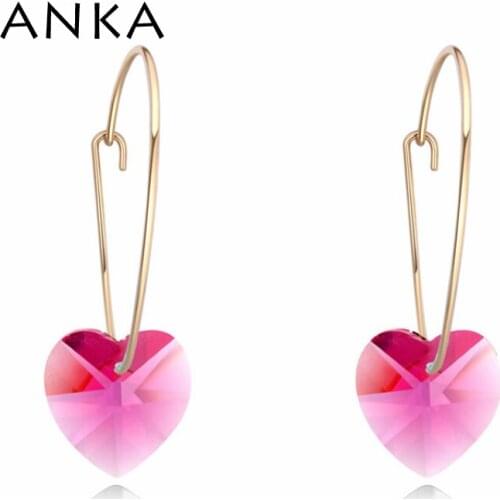 ANKA heart charm crystal hoop earring charm dangler earrings for womens gift with Austrian Crystals from Austria #124257