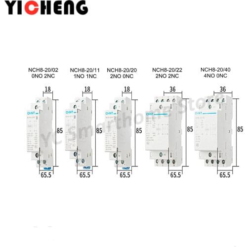 1Pcs Chint household small AC contactor NCH8 single-phase 220V / 24V rail type 20A/25A