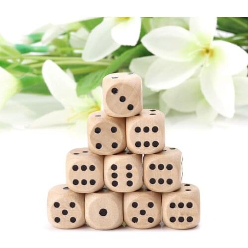 10pcs 6 Sided Wood Dice Point Cubes Round Corner Party Kid Toys Game 14*14*14mm Dice Toys Multi Sides Dice For Adults Board Game