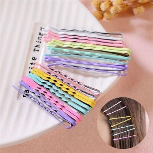 10Pcs/Set Girls Decorative Hair Accessories Fashion Candy Color Hair Clips Wavy Bobby Pins for Women Styling Tools