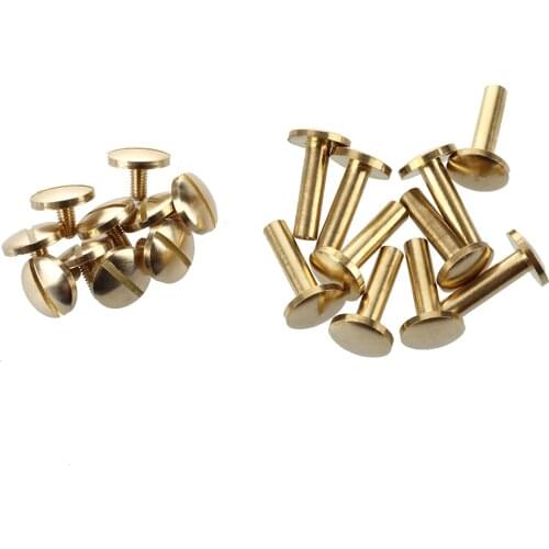 10x Arc Solid Brass Button Stud Screw Nail Screw back Leather Rivet Belt 6mm