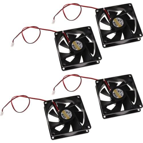 4Set 80mm Dual Ball Bearing Silent Fan, DC 12V Case Cooling Fans 80x80x25mm for Computer Cases, CPU Coolers, and Radiators