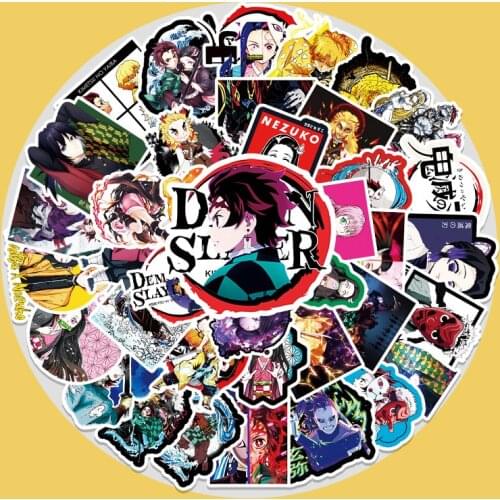 50pcs Anime toy Demon Slayer Kimetsu No Yaiba Sticker Waterproof PVC Skateboard Luggage Motorcycle Guitar Kids Boy Sticker