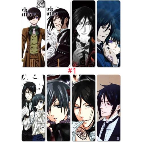 8pcs/set Anime Digital Printing PVC Bookmarks Cards of Kuroshitsuji Black Butler Ciel Phantomhive Sebastian Michaelis