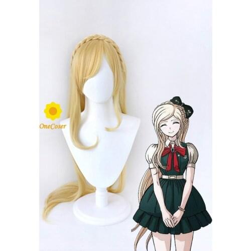 Anime Danganronpa Sonia Nevermind Cosplay Wig Long Golden Braid Synthetic Hair Dangan Ronpa + Free Wig Cap Party Role Play