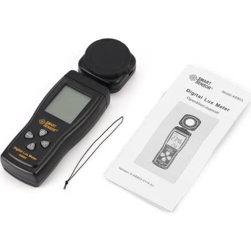 AS803 Lux meter 0~200,000lux Range light meter pocket design illuminometer lux/fc photometer tester Enviromental Testing Grey