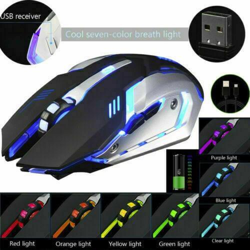 X7 Wireless Mouse Rechargeable Mute Light Gaming Optical Mouse for Computer Laptop Bluetooth Wireless