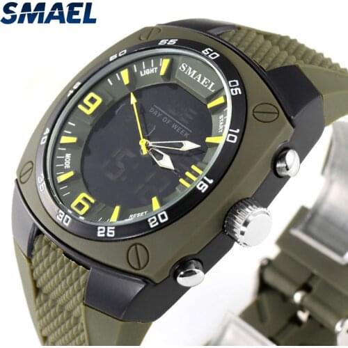 SMAEL Sport Watches Digital Quartz Men Watch Chronograph 30M Waterproof Mens Dual Display Military relogio masculino Dropship