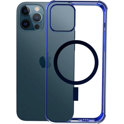 For iPhone 12 Pro Max Case Magnetic Shockproof Case For iPhone 12 Pro 12 Mini Transparent Soft Silicone Plating Frame Back Cover