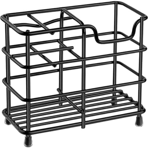 Toothbrush Holder,Small Stainless Steel Toothpaste Holder Bathroom Accessories Organizer with Five-Compartment,Black