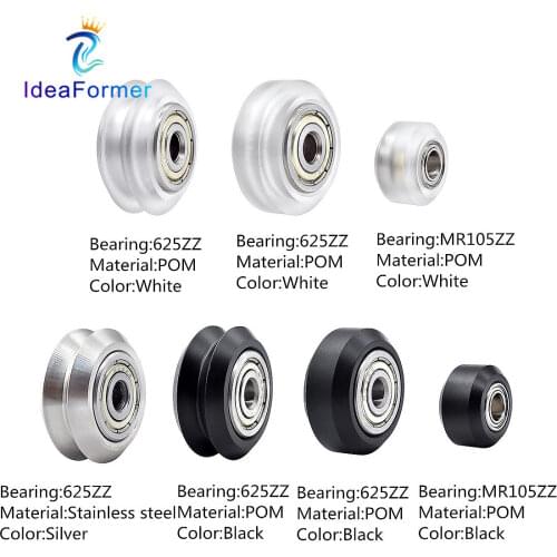 3D Printer Parts CNC Openbuilds Plastic Wheel POM Wth 625ZZ MR105ZZ Idler Pulley Gear V-Slot Bore 5mm Passive Round Perlin Wheel
