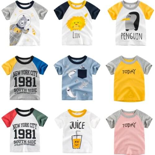 HHE childrens short sleeve cotton T-shirt summer childrens clothing childrens clothes boys and girls pure cotton top 2-15 yea