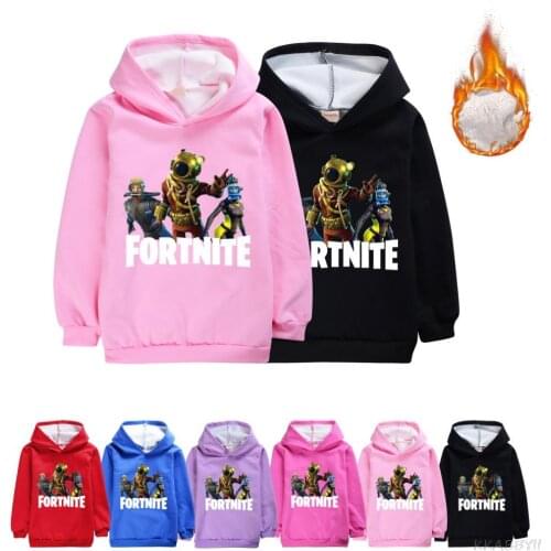 Fortnite Kids Jacket with Zipper Wool Liner Boys Coat Thicken Hooded Fur Baby Girl squirrel Outwear