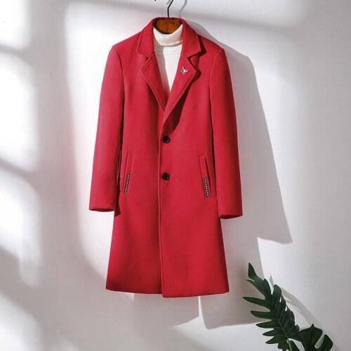 Long Woollen Overcoat Windbreaker Thick Thermal Male Slim Mens Coats Winter Autumn Fashion Business Smart Casual British Style