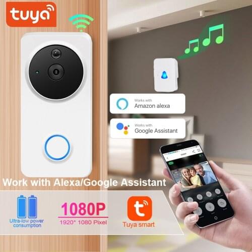 Tuya 1080P video doorbell Support Alexa Google Home IP54 Waterproof Outdoor Wireless Smart Video Doorbell Intercom Camera WiFi